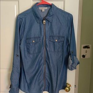 Micheal Kors chambray zip up shirt